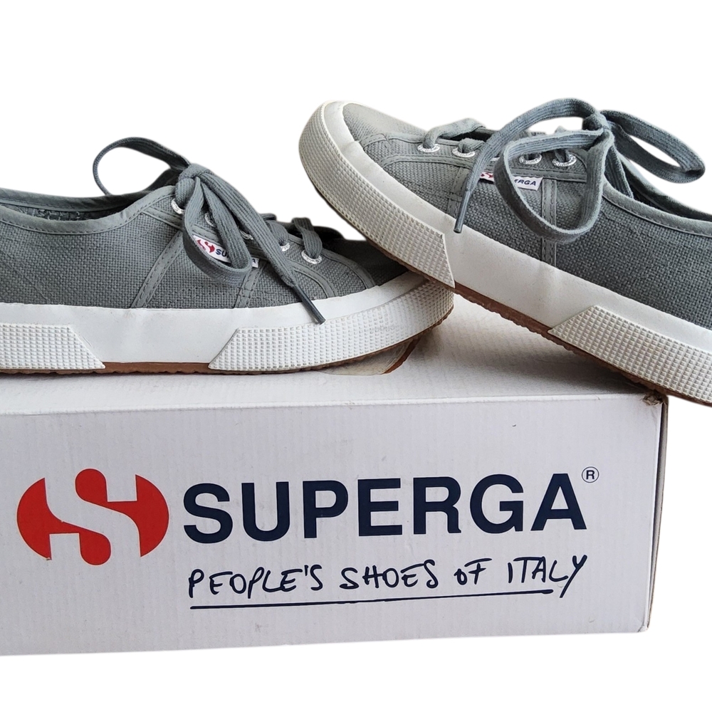 Superga Gray Canvas Low-Top Sneakers